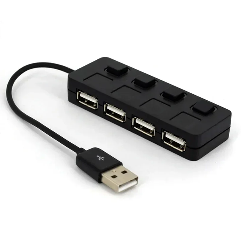4 Ports USB 2.0 HUB USB On/Off Switch Splitter Expander with Independent 480Mbps Fast Transmission Data Adapter For PC Computer