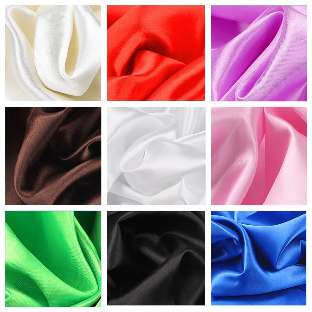 

34 Color Soft Satin Fabric Wedding Party Decoration Box Lining DIY Clothing Sewing Background Accessories Tulle Leather patch