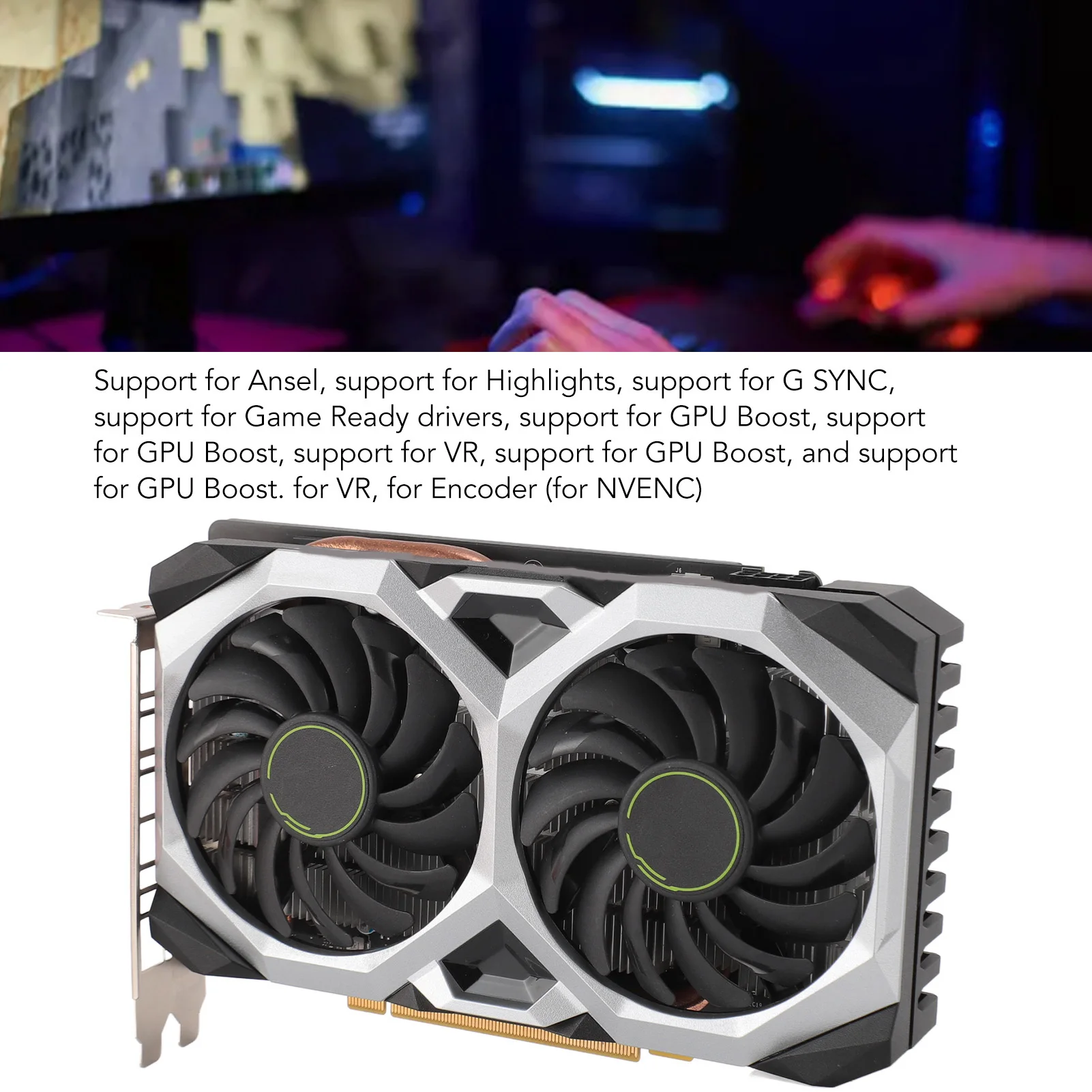 

1660 Super 6GB Graphics Card Easy Installation Low Noise Gaming PC Graphics Card Dual Fan HD Multimedia Interface for Computer