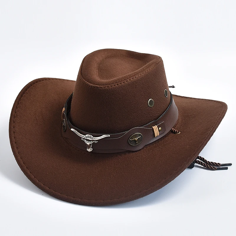 New Artificial Suede Western Cowboy Hats For Men Gentleman Cowgirl Jazz Hat Curved Brim Party Travel Hat