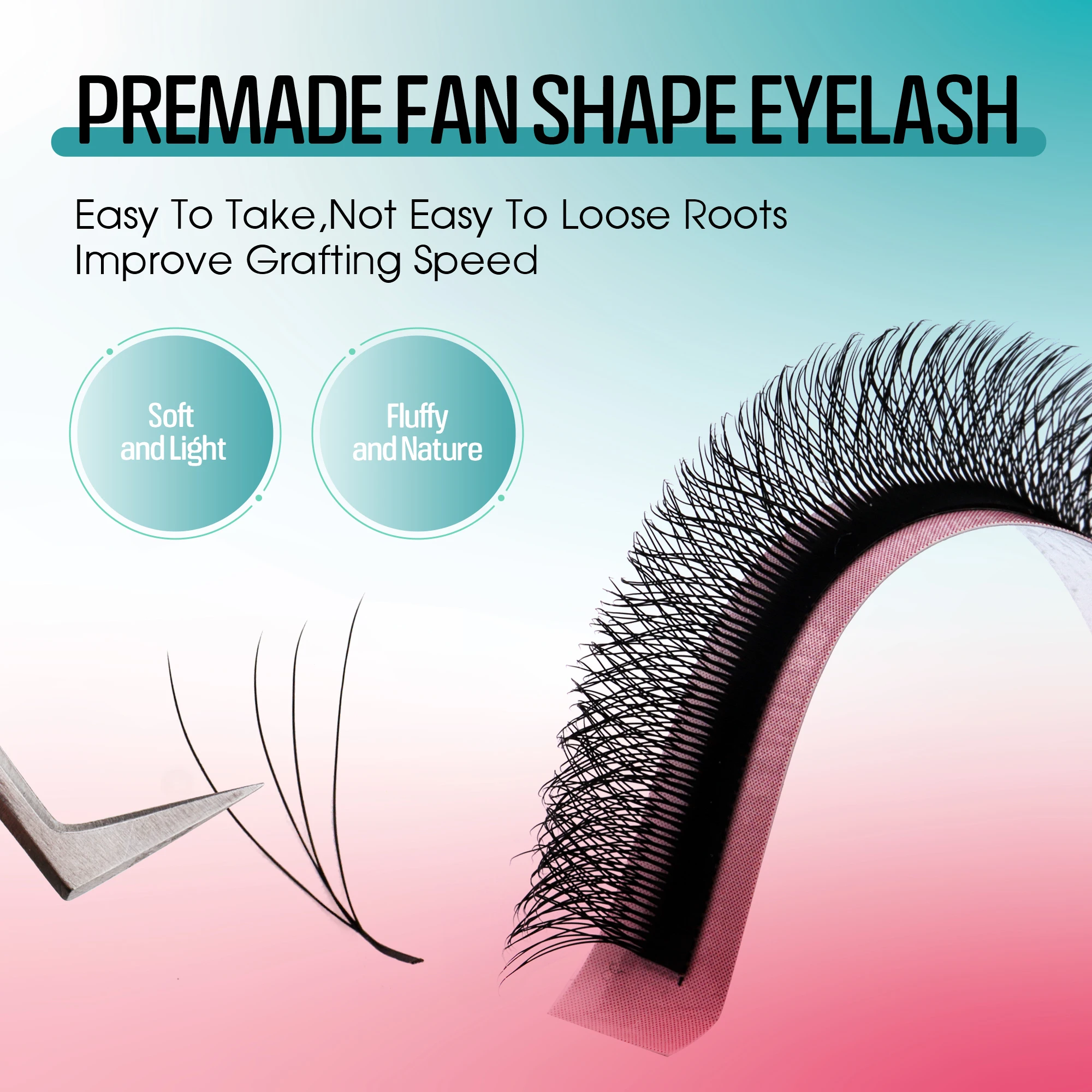 GEMERRY W-Shaped 4D Volume Eyelash Extensions Premade Volume Fans W Shape Lashes Natural Soft False Eyelashes for Makeup