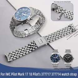 Curved end interface men's metal watchband For IWC Mark 17 18 Pilot's 377717 377714 watch strap stainless steel chain 20MM 21MM