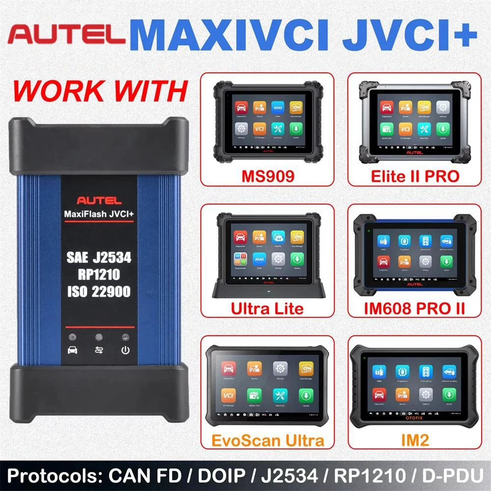 Autel MaxiFlash JVCI+ J2534 RP1210 ISO 22900 ECU Programmer Tool ECU Programming Device works with IM608 II/ IM608Pro II Scanner