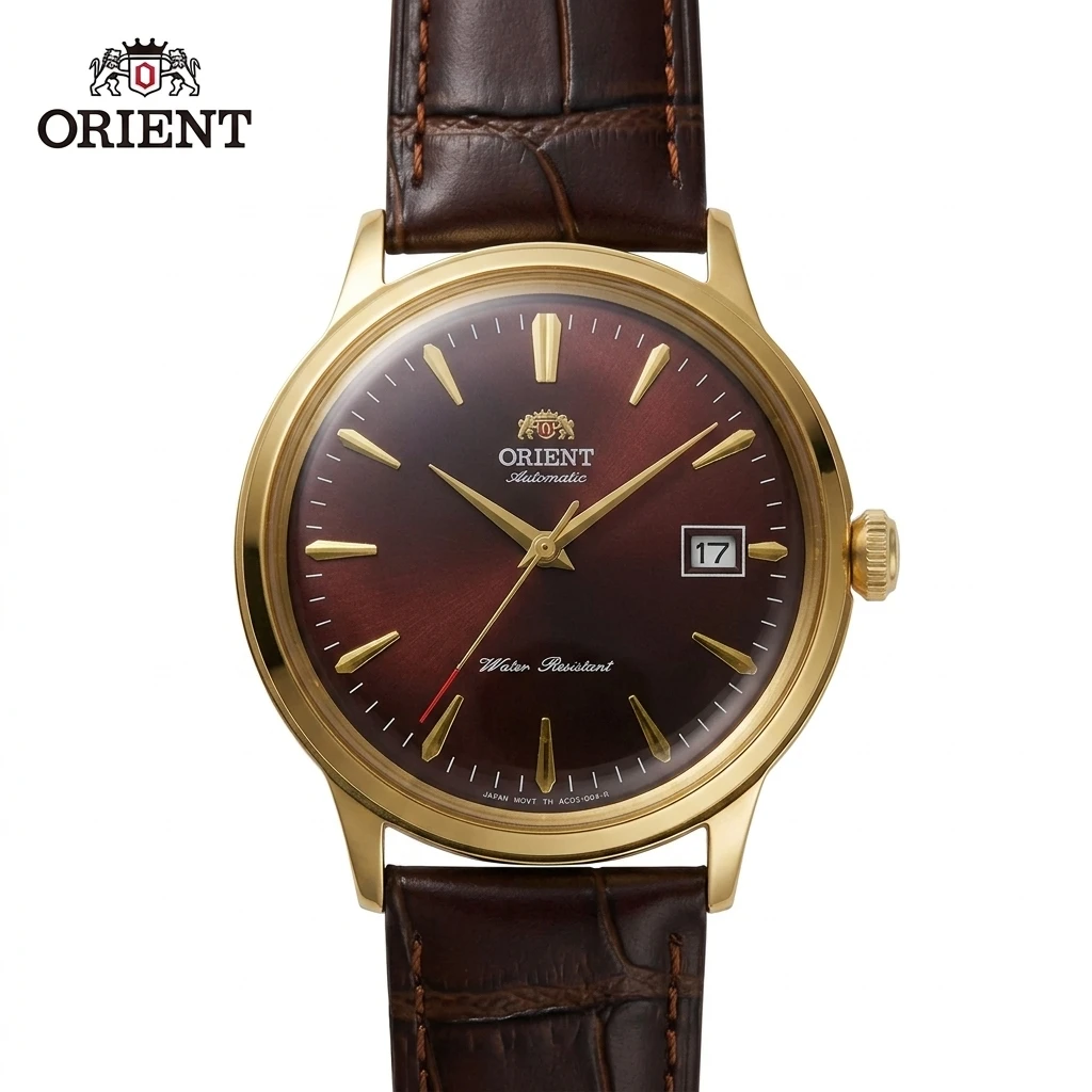 Orient Men Retro Office Dress Automatic Watch 21 Jewels Single Date Leather Strap Waterproof Business Mechanical Wristwatch