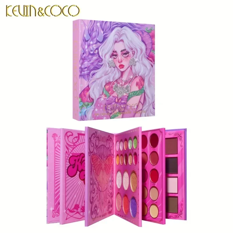 KEVIN&COCO 98 Color Flip Book Eye Shadow Tray Matte Pearlscent Blush Contouring Highlighter Earth Multi Functional Facial Makeu