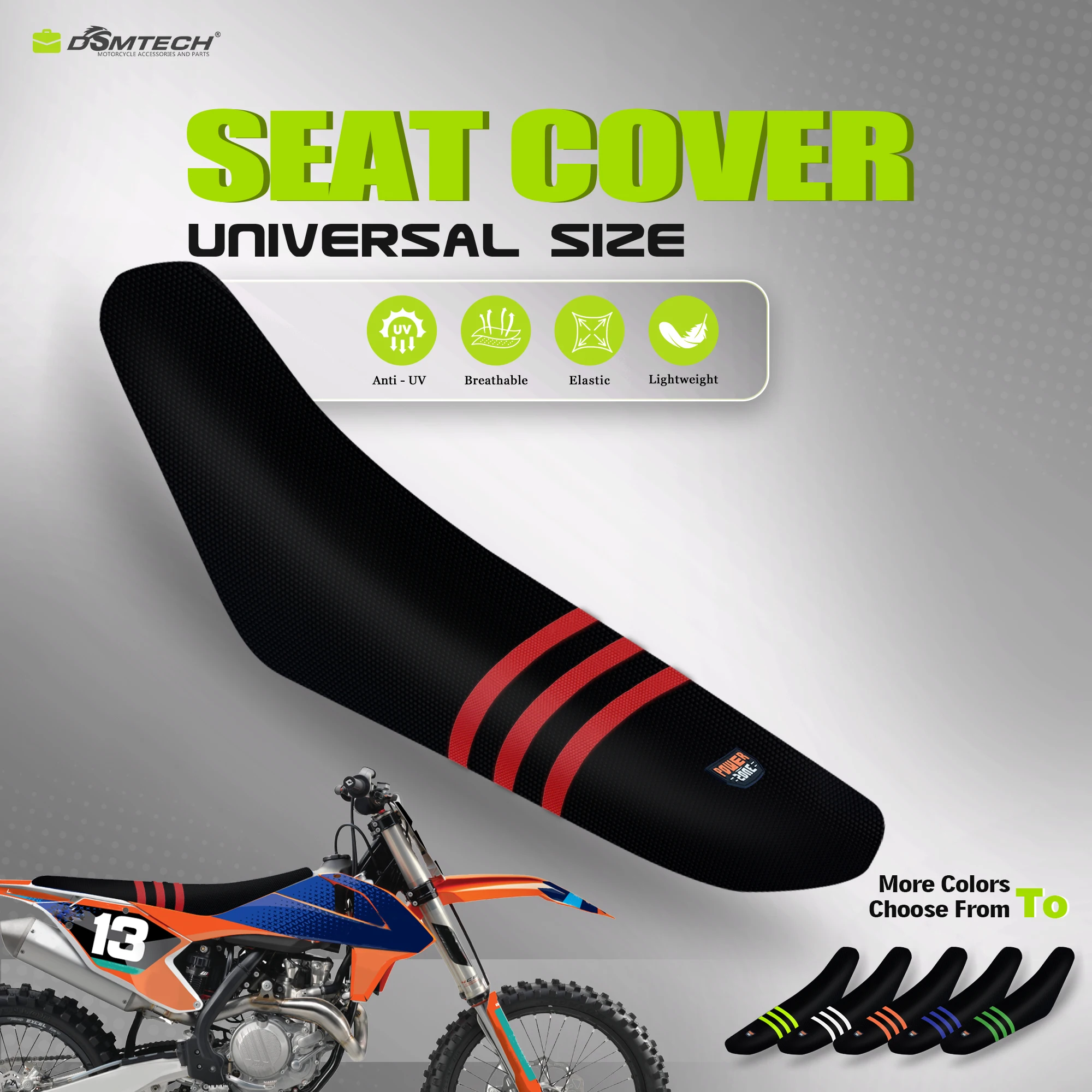 DSMTECH Motorcycle Seat Covers for Ktm Yamaha Husqvarna Honda Waterproof Set Protection Accessories Anti-Slip Universal Fitment
