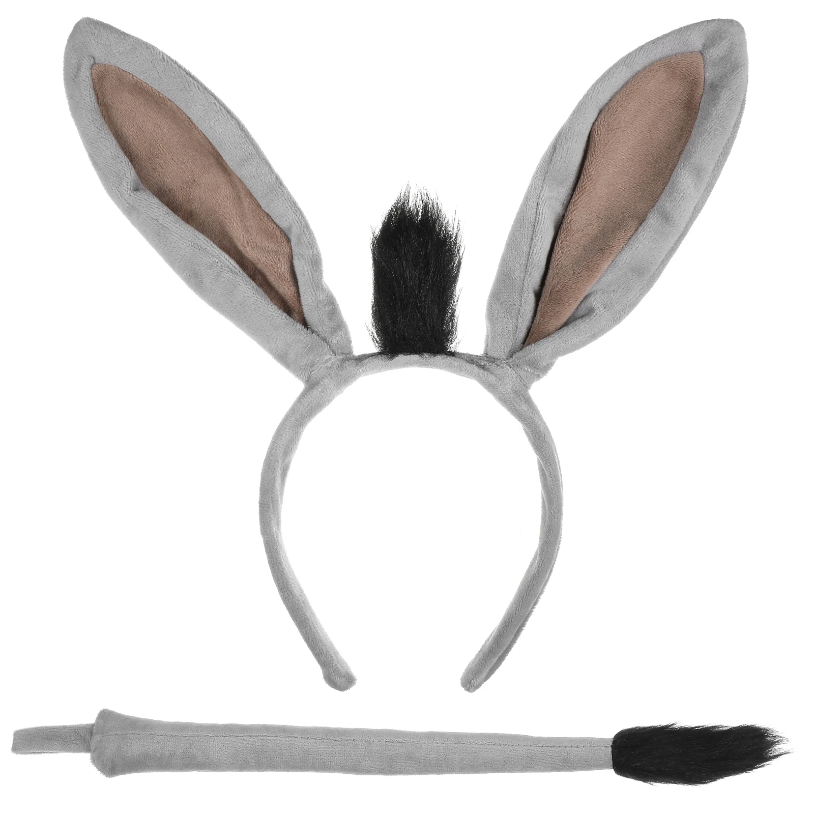 

1 set Grey Donkey Costume Set Ears Headband Tail Soft Yarn Sturdy Design Party Cosplay Halloween Carnival Animal Costume