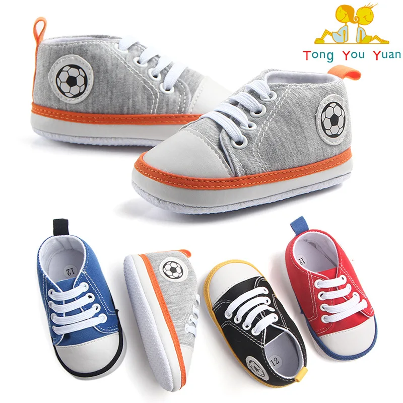 Meckior Colorblocking Boys Girls Canvas Soccer Shoes Baby Sneakers Lace Up Soft Sole Anti Slip Newborn Toddler Shoes