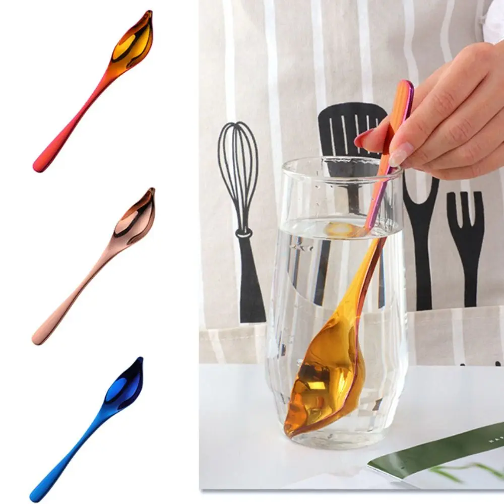 

Stainless Steel Saucier Spoon DIY Honey Sauce Baking Tool Decorating Spoon Tapered Spout Colorful Metal Spoons