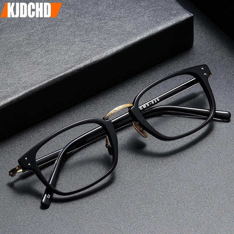 

Wind Red Acetate Titanium Glasses Frame Men 2024 New Retro Vintage Prescription Square Eyeglasses Myopia Optical Eyewear