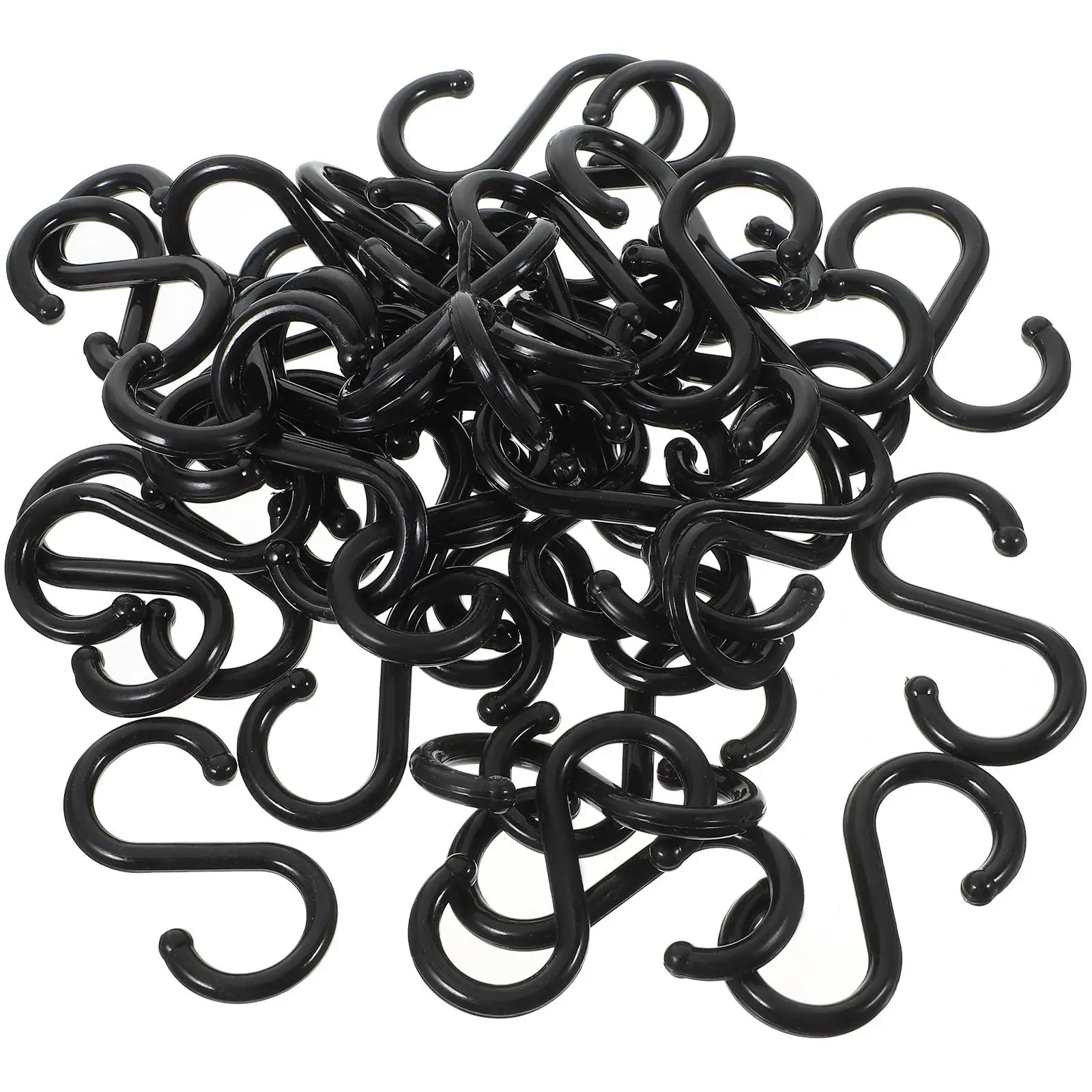 

100pcs Hooks 2.2x1.1Inches Black Plastic Closet Multipurpose Hanger For Hats Coats Bags Kitchen Towel
