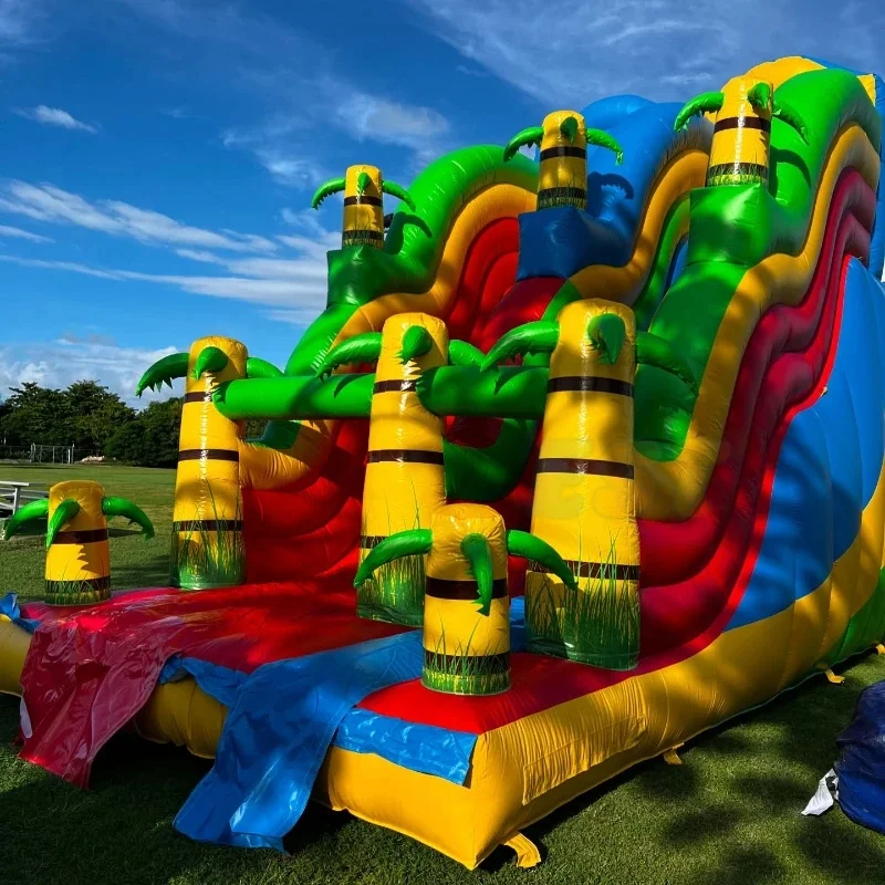 Inflatable Pool Slide Rental Jungle Palm Tree Inflatable Bounce Slide Inflatable Water Slide With Double Lane