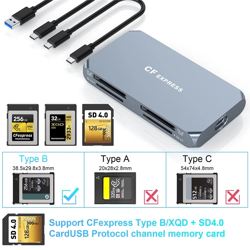 AC57-متعددة الوظائف XQD صندوق بطاقات البيانات مخصص كاميرا SD قارئ بطاقات الذاكرة Cfe-Typeb قارئ بطاقات الشركة المصنعة #3