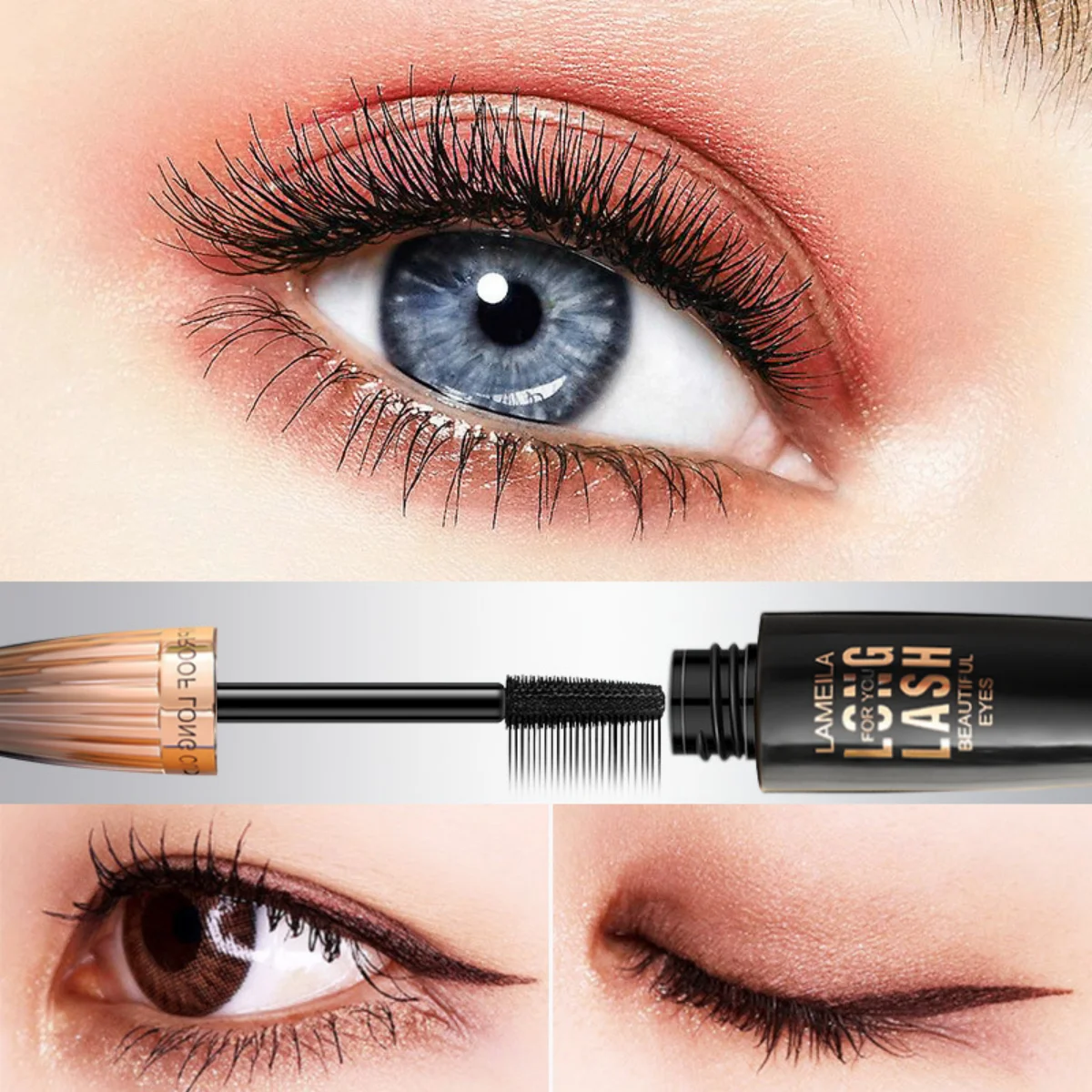 Wasserdichte 4D-Mascara, dick, lang, wischfest, prall, verschlüsselt, langlebig, Curling, großes Augen-Make-up, Make-up-Werkzeuge