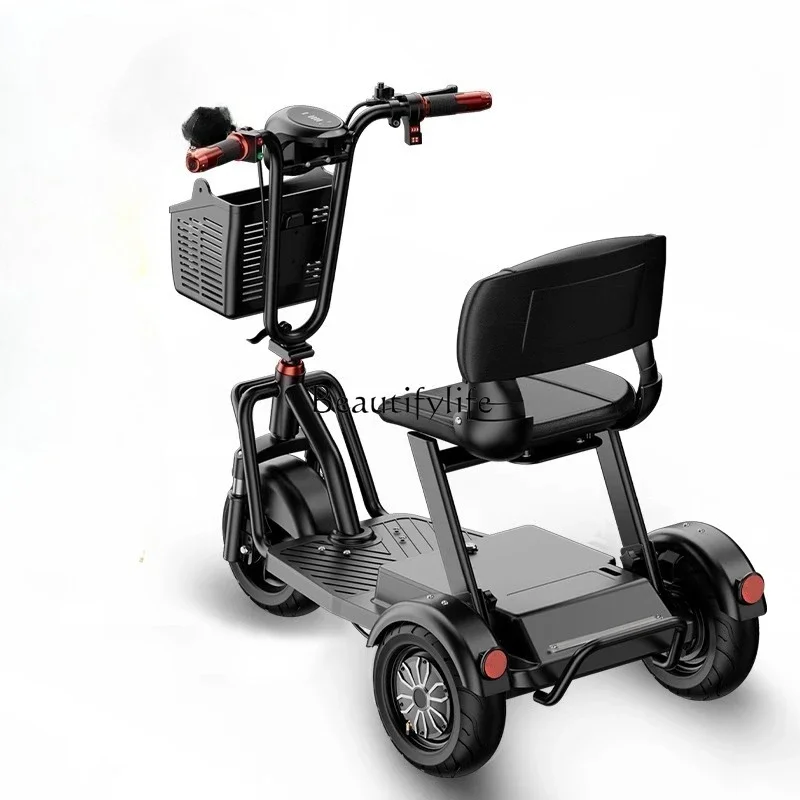 03.Elderly scooter electric tricycle folding removable battery adult small household
