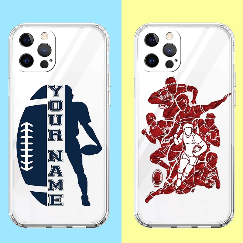 Rugby Ball Phone Case For iPhone 15 14 13 12 Mini 11 Pro Max XS X XR 7 8 Plus Clear Shockproof Silicone TPU Cover