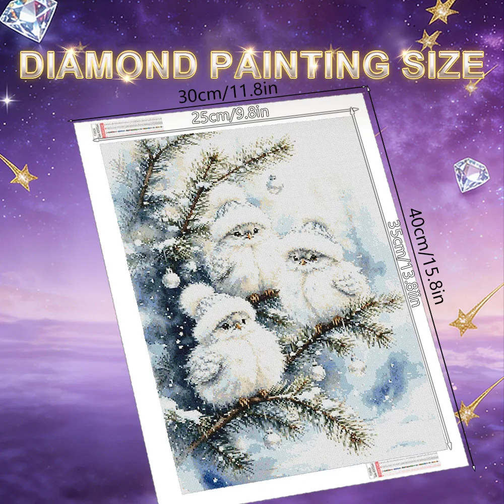 HUACAN New Diamond Painting 2027 Bird Animal Winter Snow Handmade Unique Gift Mosaic Full Square Round Drill Rhinestones