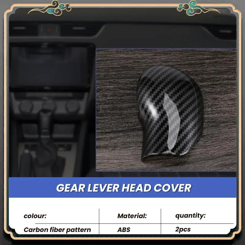 ألياف الكربون الداخلية والعتاد التحول المقبض غطاء الكسوة مقبض كم أزرار غطاء ملصق لسكودا اوكتافيا A7 رائع فابيا #4