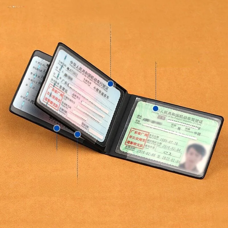 New 2024 Women's Leather Driving License Cover Passport Holder Two-In-One Car Insurance Card Case Synthetic Material