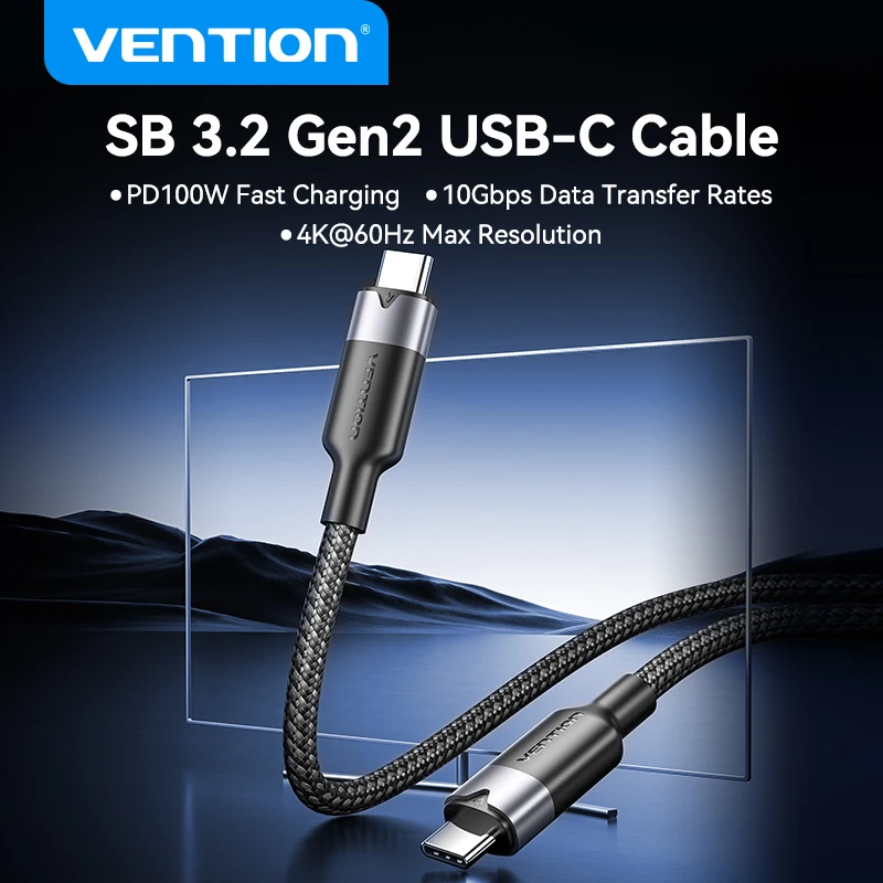 Vention 100W USB Type C Cable for iPhone 16 15 Pro Max Samsung 4K60Hz 240W Fast Charging USB C Cable for MacBook Pro USB 4.0 Cor