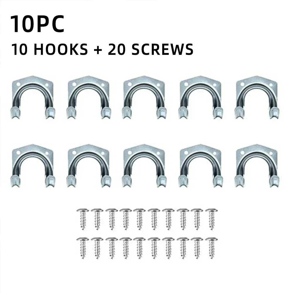 5/10pcs Hanger Sets Tools Storage Hooks Wall Mount Metal Double Hooks Garage Shed Hanging Organizer Garden Bracket