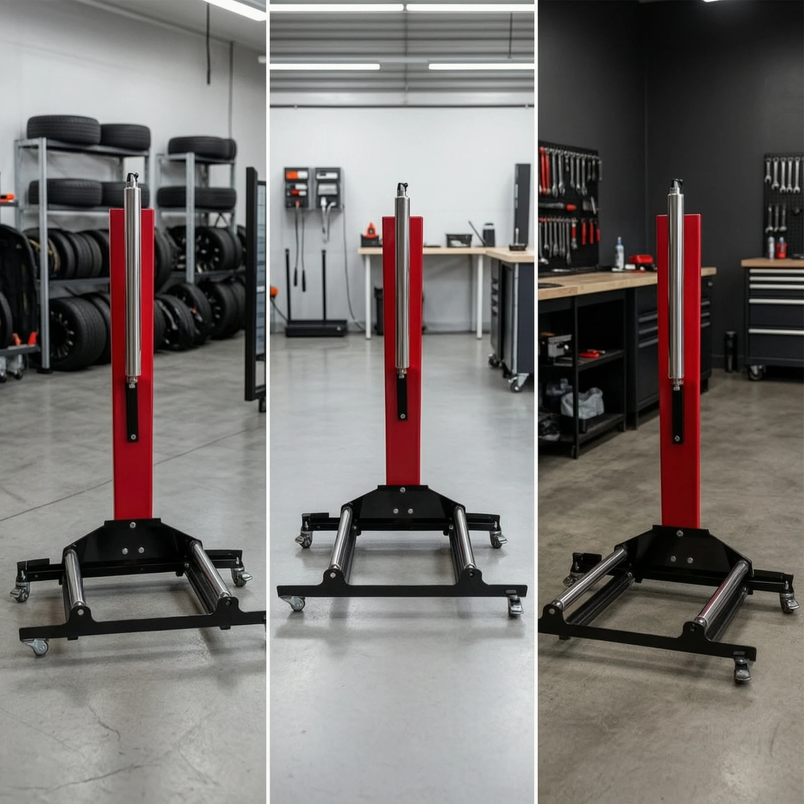 Wheel Cleaning Stand with Rollers Comfortable Working Height Wheel Detailing Stand with Rollers Long-Lasting Metal for Detailers view 3