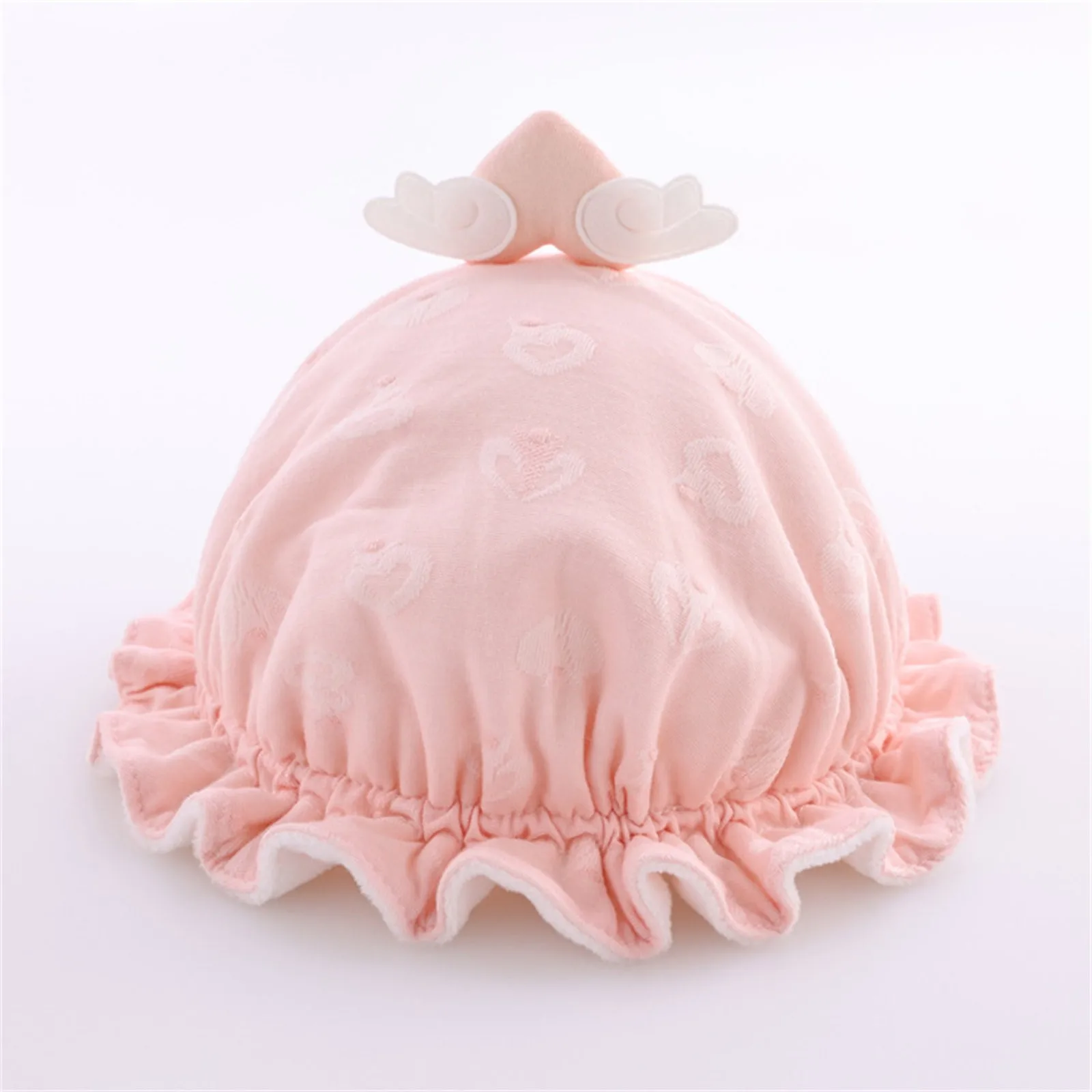 Newborn Baby Girl Boy Plush Bucket Princess Hat Heart Fleece Drawstring Ruffle Warm Soft Caps Winter Infant Child Accessories