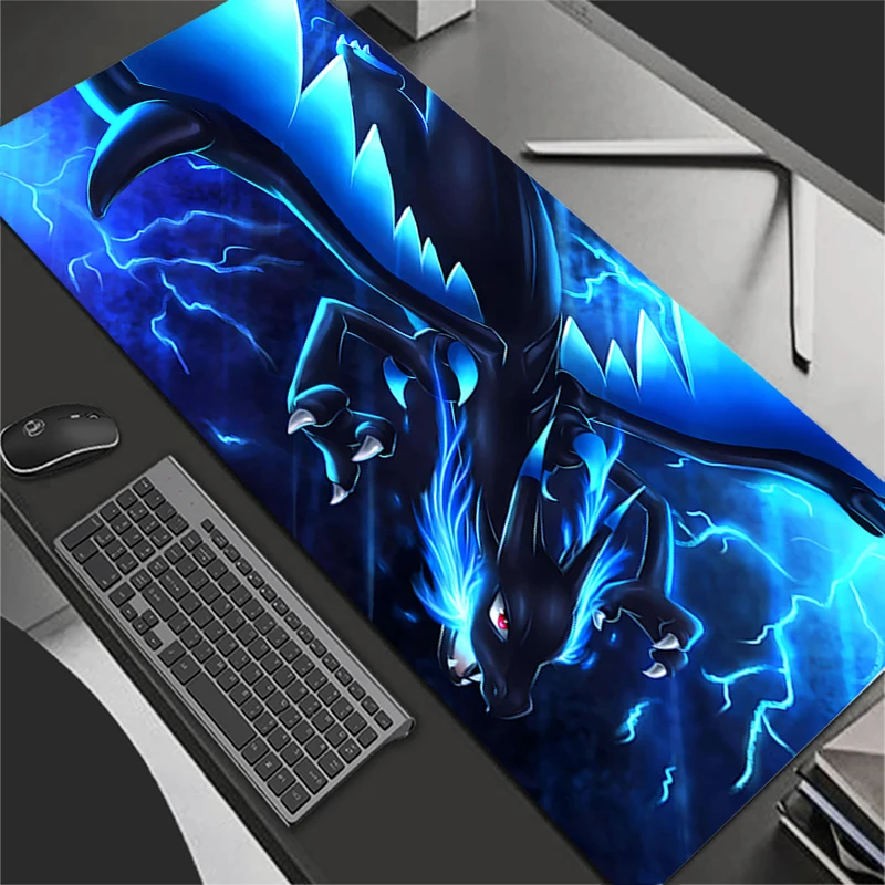 Alfombrilla de ratón grande de velocidad para jugadores de deportes electrónicos, alfombrilla para teclado de ordenador portátil de 800x300, alfombrilla para ratón xxl p-pokemons Charizard