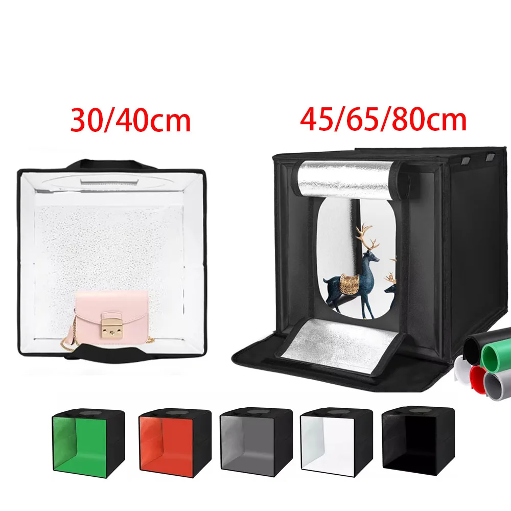 30/40/45 65 80cm Photography Tent Photo Light Studio SoftBox Portable Foldable Table Shoot Tents Kit With 5 Background Backdrop