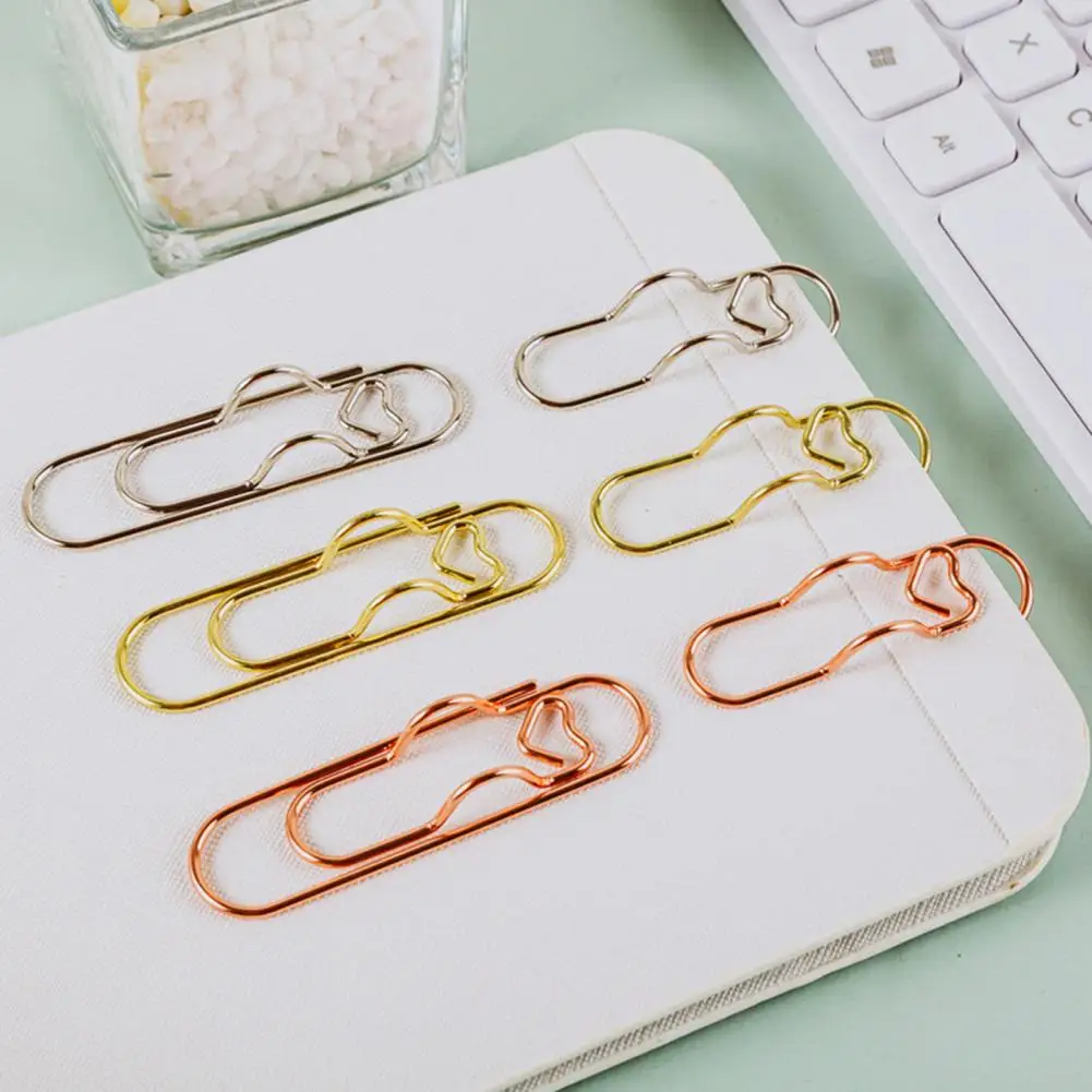 Stainless Steel Pen Clips Pen Grip Clips 6pcs Heart-shaped Metal Pen Clips Colorful Paperclip Holders Multifunctional for School