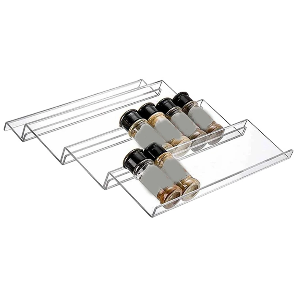 MHWY Clear Acrylic Spice Drawer Organizer,Seasoning Jars Drawers Insert,Kitchen Spice Rack Tray for Drawer (Jar Not Included)