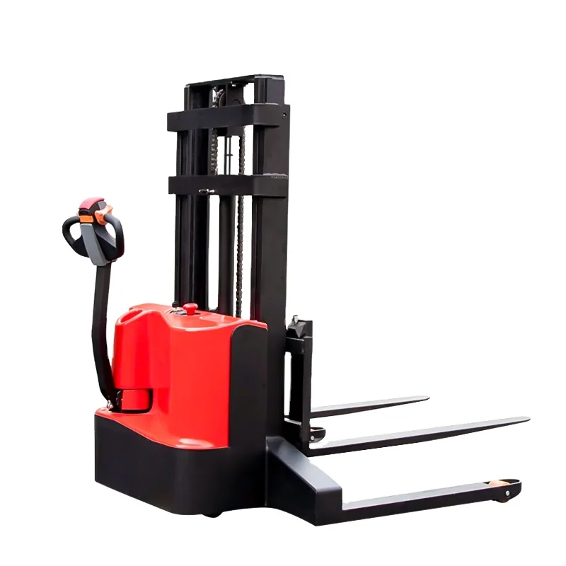 High Grade Full Electric Straddle Pallet Stacker Machine 24V/210Ah Lithium-Ion Battery 1150x550mm Fork Size Wide Pallet