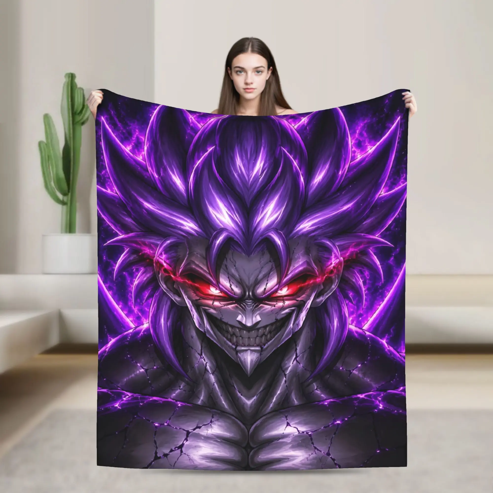 Warm Blanket Girls Boys Vegeta Anime Bedding Throws 3D Japanese Manga Flannel Bedspread For Couch Chair Sofa Bed Bed Cover
