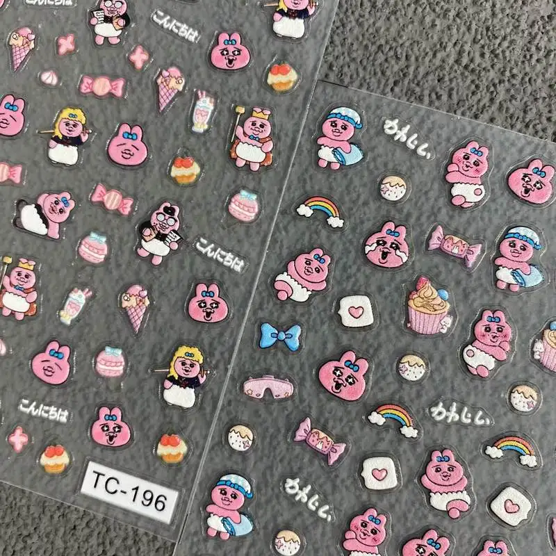 Cartoon Nail Art Stickers Japanese Style Opanchu Embossed Cute Diy Decals Girls Diy Phone Case Manicure Nail Design Decoration ﻿