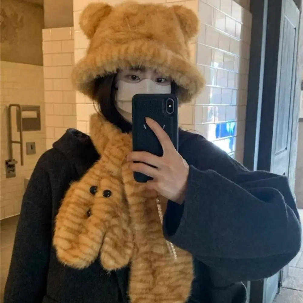 

Милый мягкий теплый шарф-ушанка в стиле котенка, Harajuku Subculture Y2K, шарф-наушник, милый ветрозащитный зимний плюшевый шарф-ушанка для езды на велосипеде