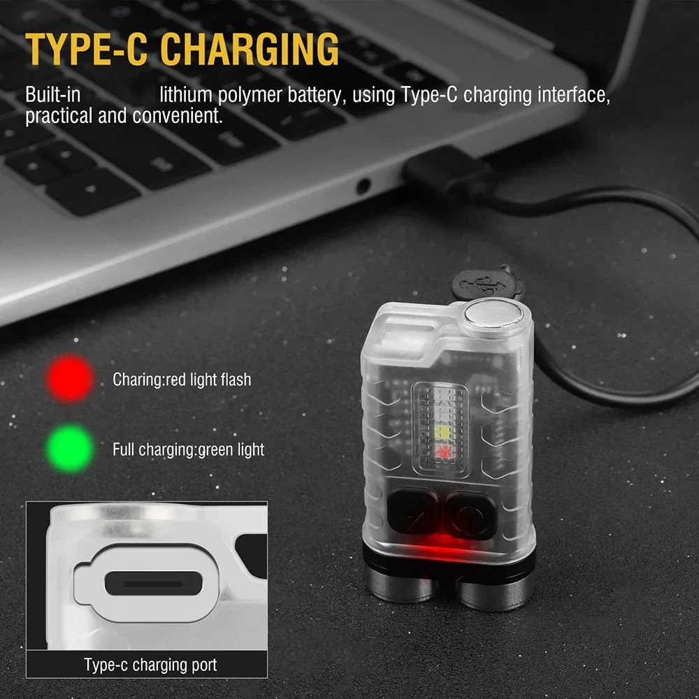 Mini lampe de poche portable à clé LED, lanterne aste de type C, haute puissance, flash Shoous, torche de poche, camping et randonnée