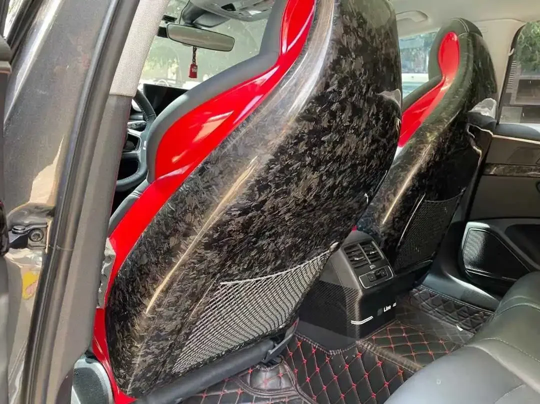 100% Real Carbon Fiber Seat Back Cover For Audi S4 S5 RS4 RS5 B9 2015-2021 Car Rear Seat Back Protectors Interior Accessories
