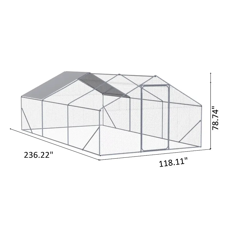 

Outdoor Chicken Coop Metal Big Space 20*10*6FT for Outdoor Farm Use and Aninal Accessories