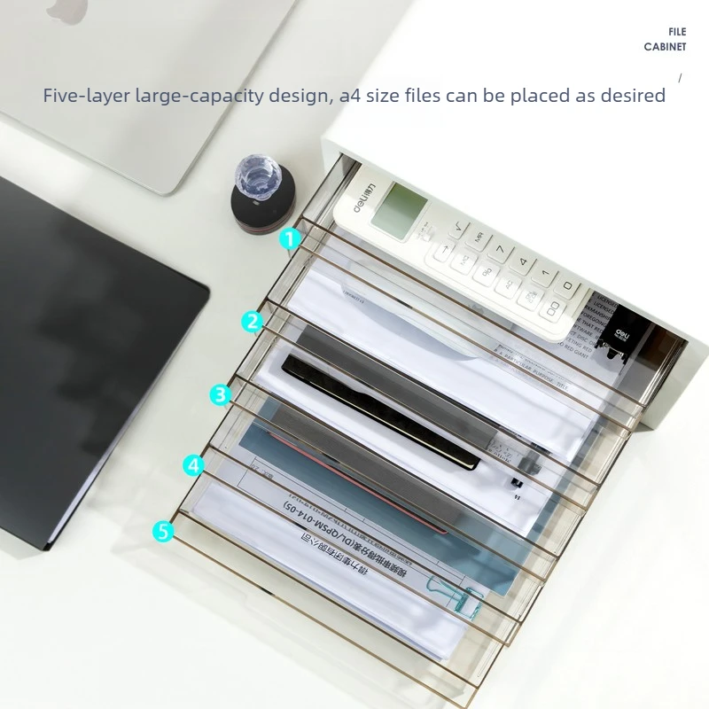Clear Drawer File Cabinet, Stackable Plastic Document Organizer for Desktop, Multi-Tier Storage Box for Office & Home