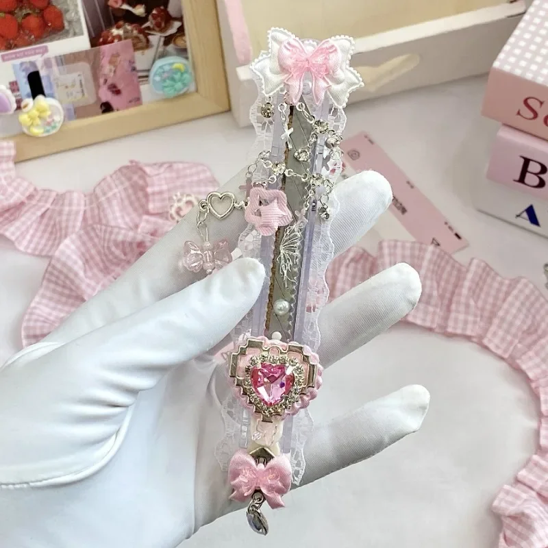น่ารักที่เปิดจดหมายดาบ Retro ญี่ปุ่นสีชมพูหัวใจสไตล์ Bow Stat เครื่องตัดกล่องหวานเครื่องเขียนสมุดภาพมีดยูทิลิตี้