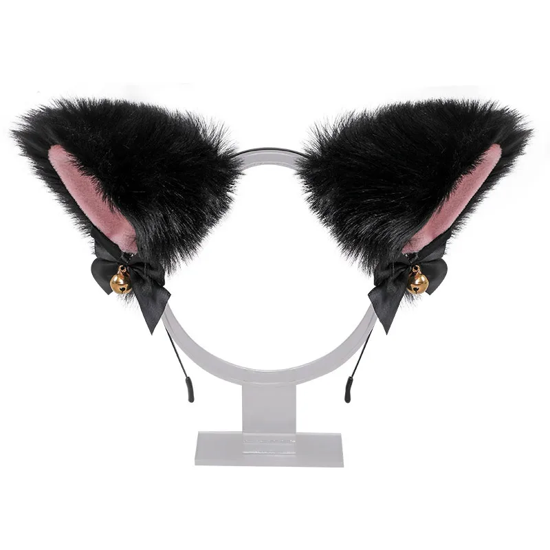 Lolita-Diadema con orejas de gato para niña, disfraz de fiesta de baile de Anime, diadema de felpa con orejas de Lobo y zorro, accesorios para el cabello Kawaii