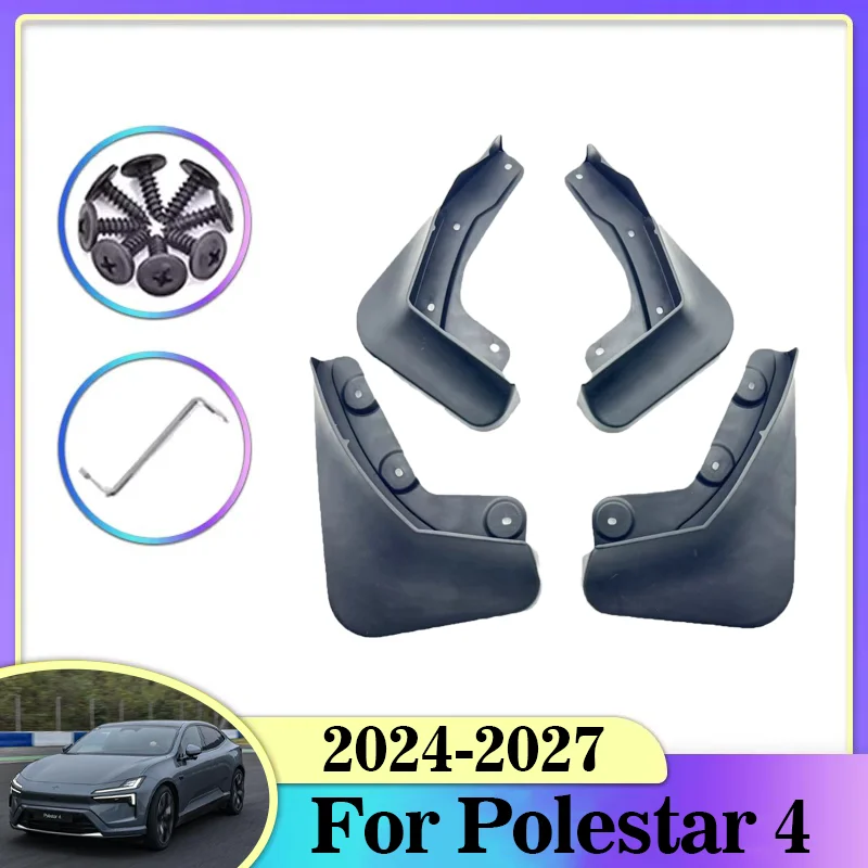 Car Mud Flaps 4PCS For Polestar 4 2024 2025 2026 2027 Anti-splash Fender Front Rear Fender Wheel Cover Guard Mudguard Accessorie