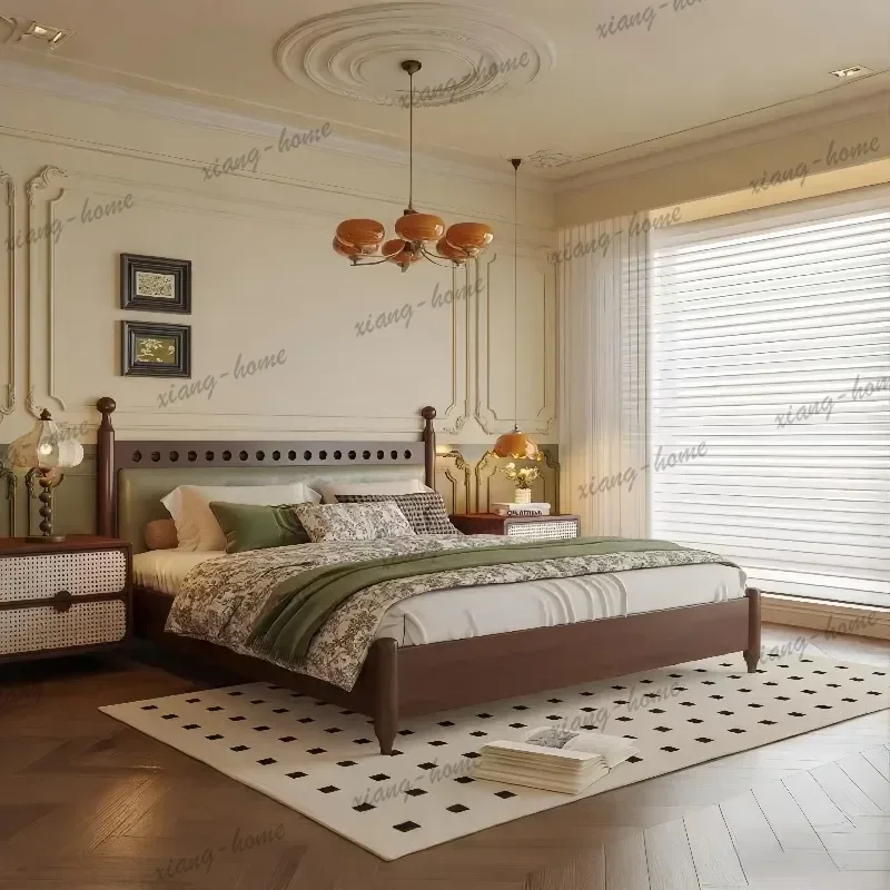 Comforter Frame Double Bed Bedrooms Decoration Wooden Platform Bed Frames Full Set Nightstands Letto Matrimoniale Home Furniture