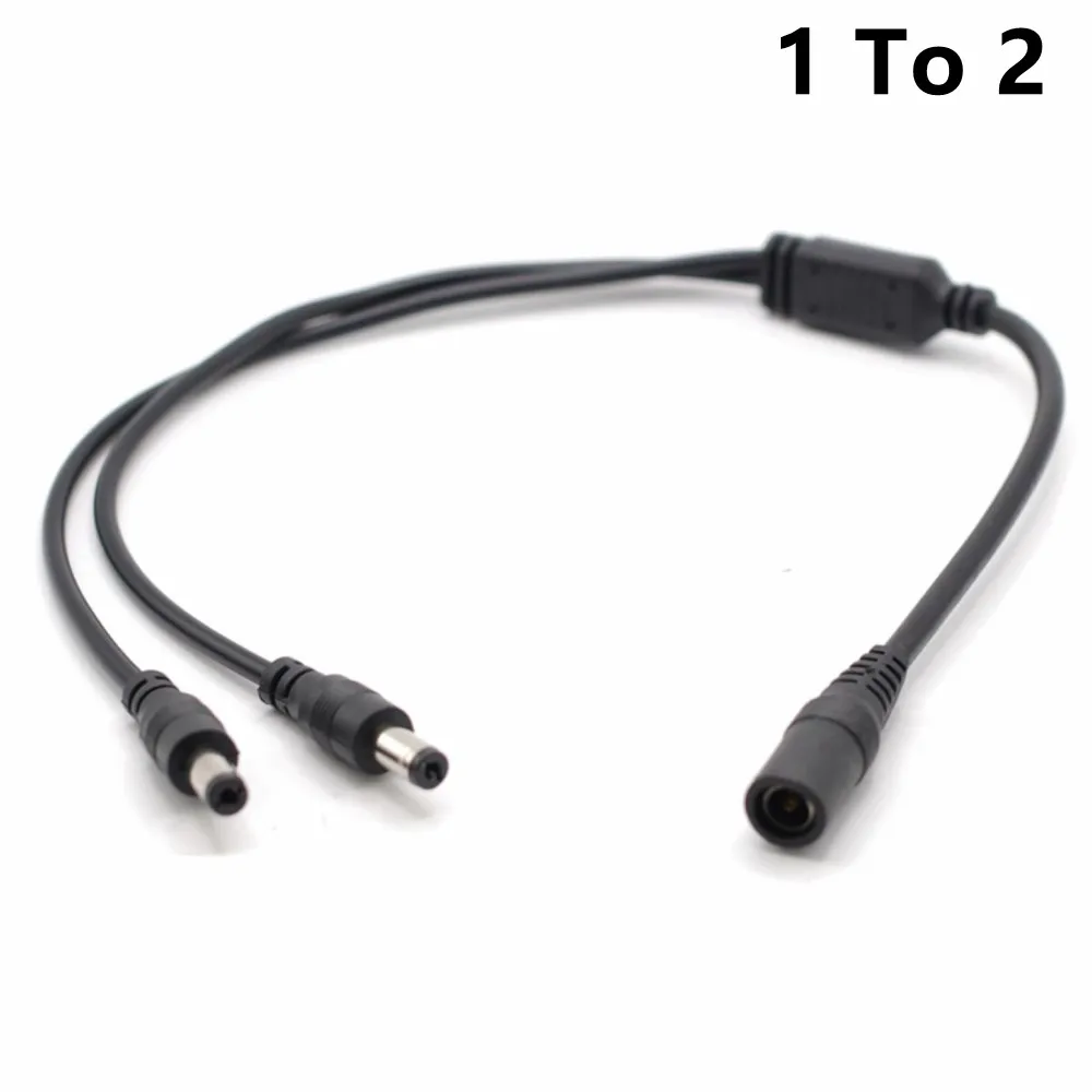 DC Power Supply Splitter Cable 1 Female To 2/4/8 Male 5.5 * 2.1mm For Cameras, Router, LED Light Strip