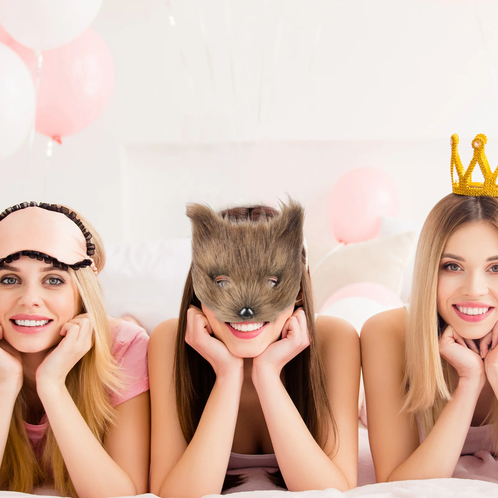 

Half-faced Animal Mask Fox Women Masks to Decorate Makeup Costume Props Furry Hair Cosplay and Adults