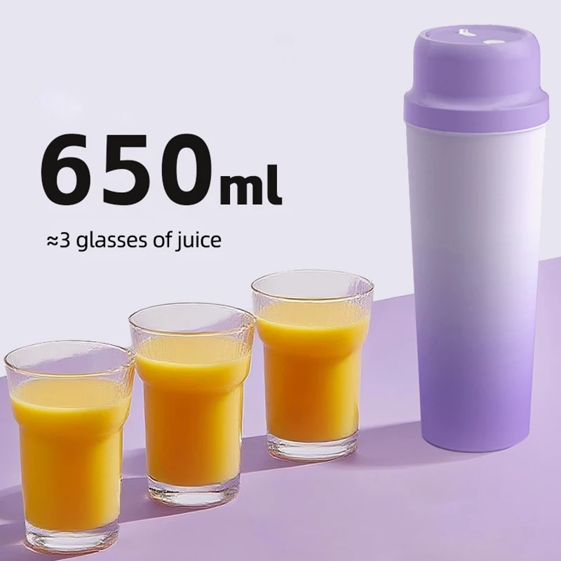 

650ML Portable Juicer Fresh Fruit Mixer 20 Blades USB Rechargeable Multifunctional Juicer Ice Crusher Smoothie Blender For Home