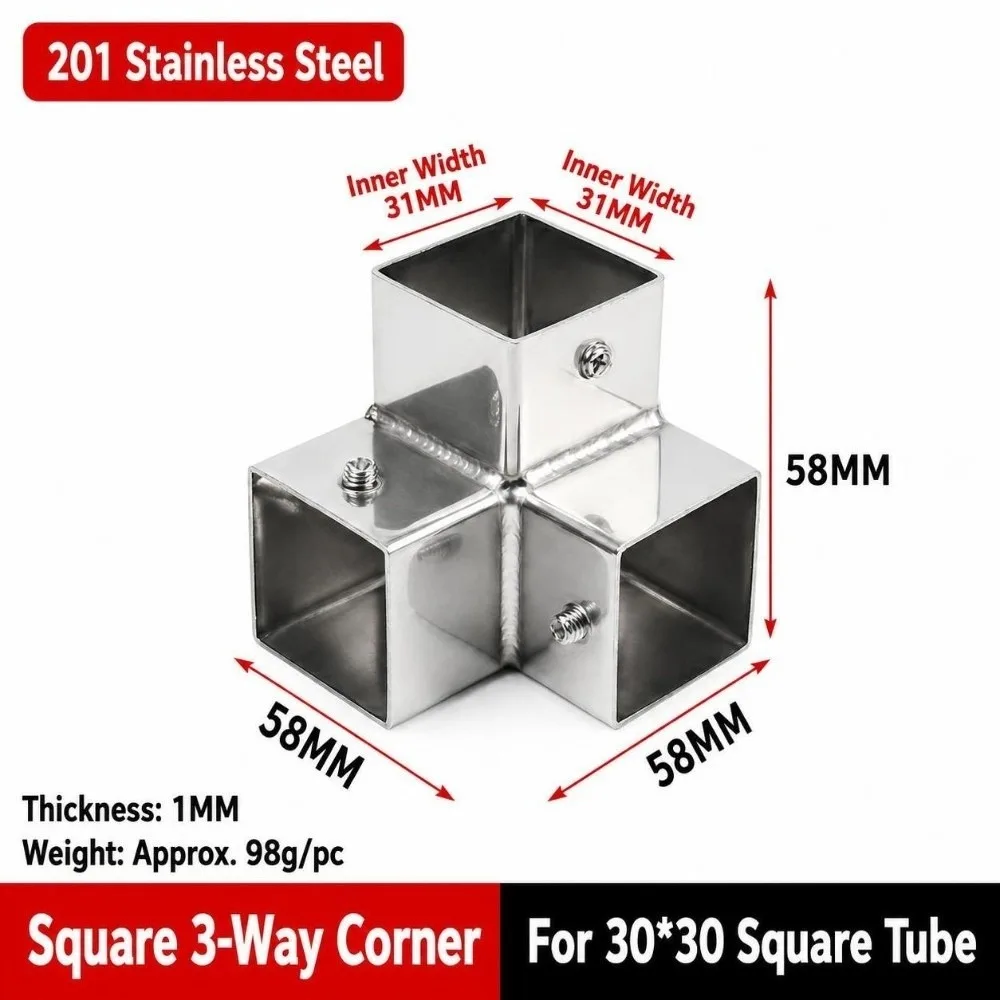 20mm 30mm Square Tube Connector Right Angle Two/Three/Four/Five-Way Metal Tube Fitting Quick Connect Heavy Duty