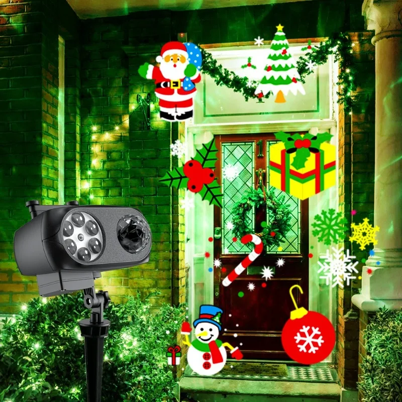 Christmas and Halloween Pattern Projection Light Outdoor Waterproof Snowflake Card Insertion 8 High Brightness Projection Lights