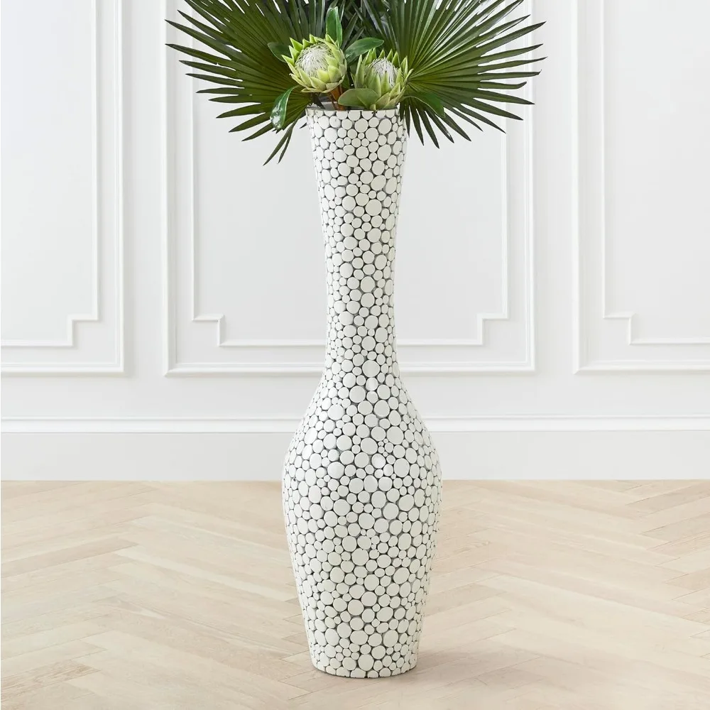 Z GALLERIE Florero alto de 45 pulgadas en el piso, florero de madera blanca para decoración del hogar, jarrones Oslo para decoración de sala de estar, dormitorio, oficina, blanco