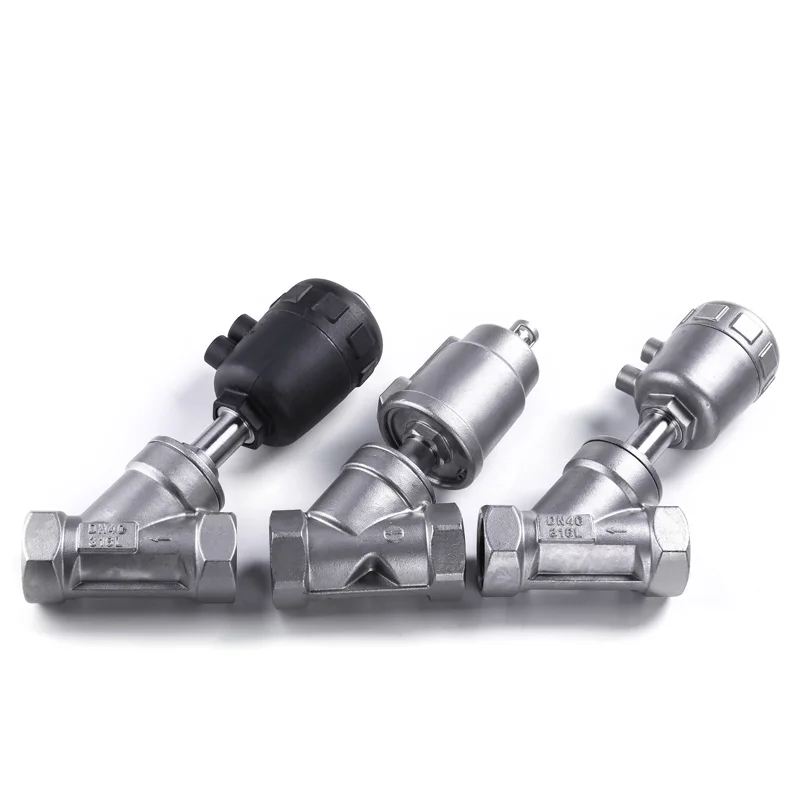 

304 Stainless Steel Pneumatic Angle Seat Valve Steam Pneumatic Stainless Angle Seat Valve Y Type High Temperature Threaded